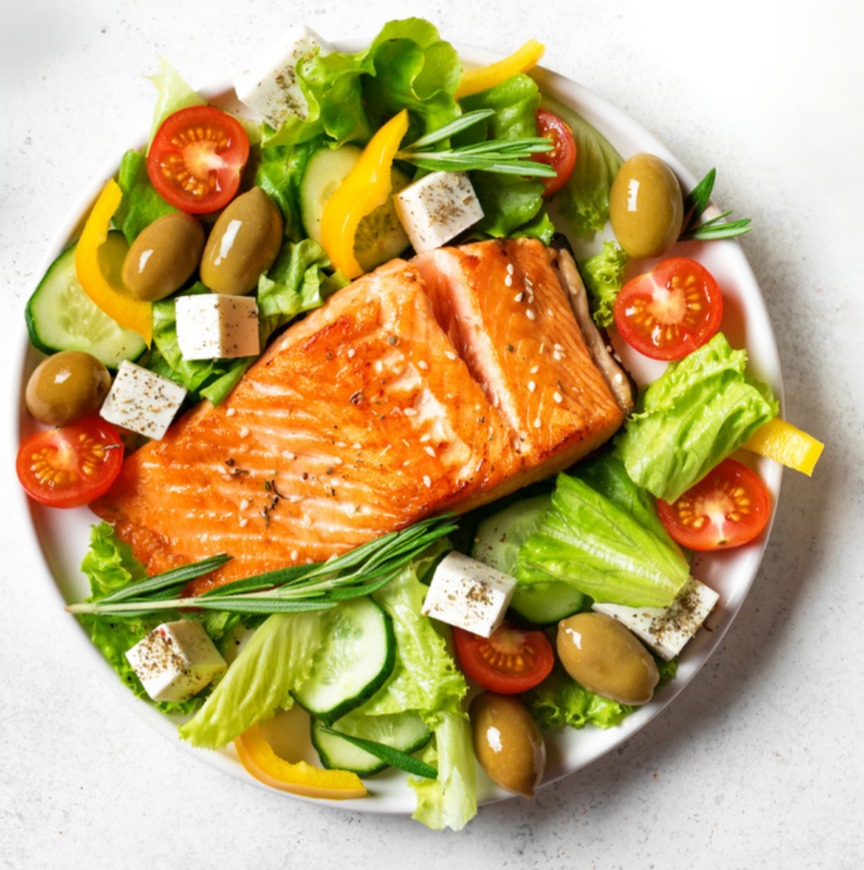 Greek Salad with Salmon